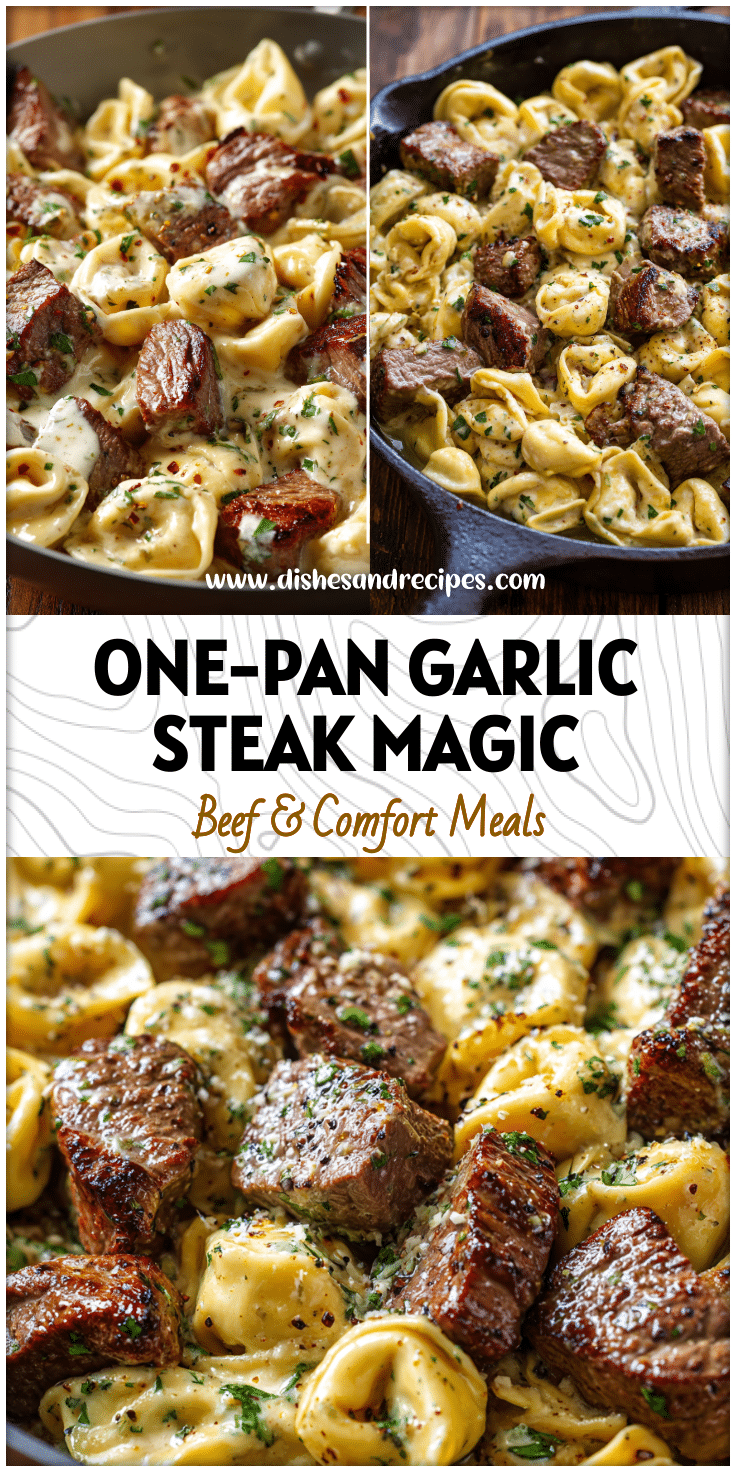 Creamy Garlic Steak Tortellini – Easy One-Pan Skillet Meal to Savor